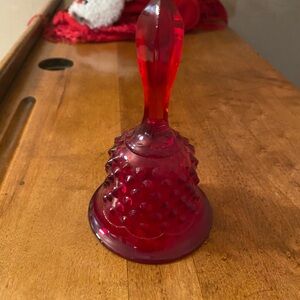 Vintage 6” Tall Ruby Red Hobnail Hand Bell